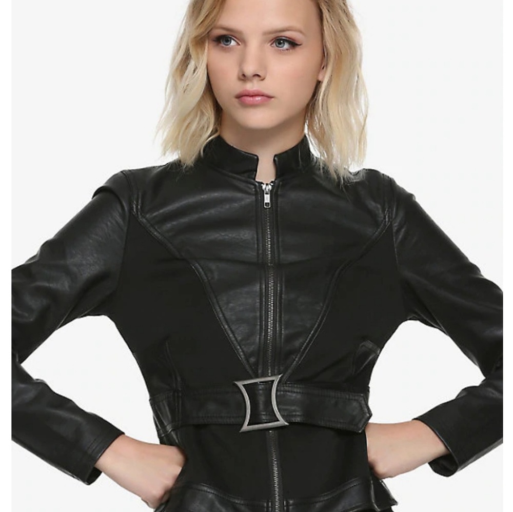 Black faux motor jacket